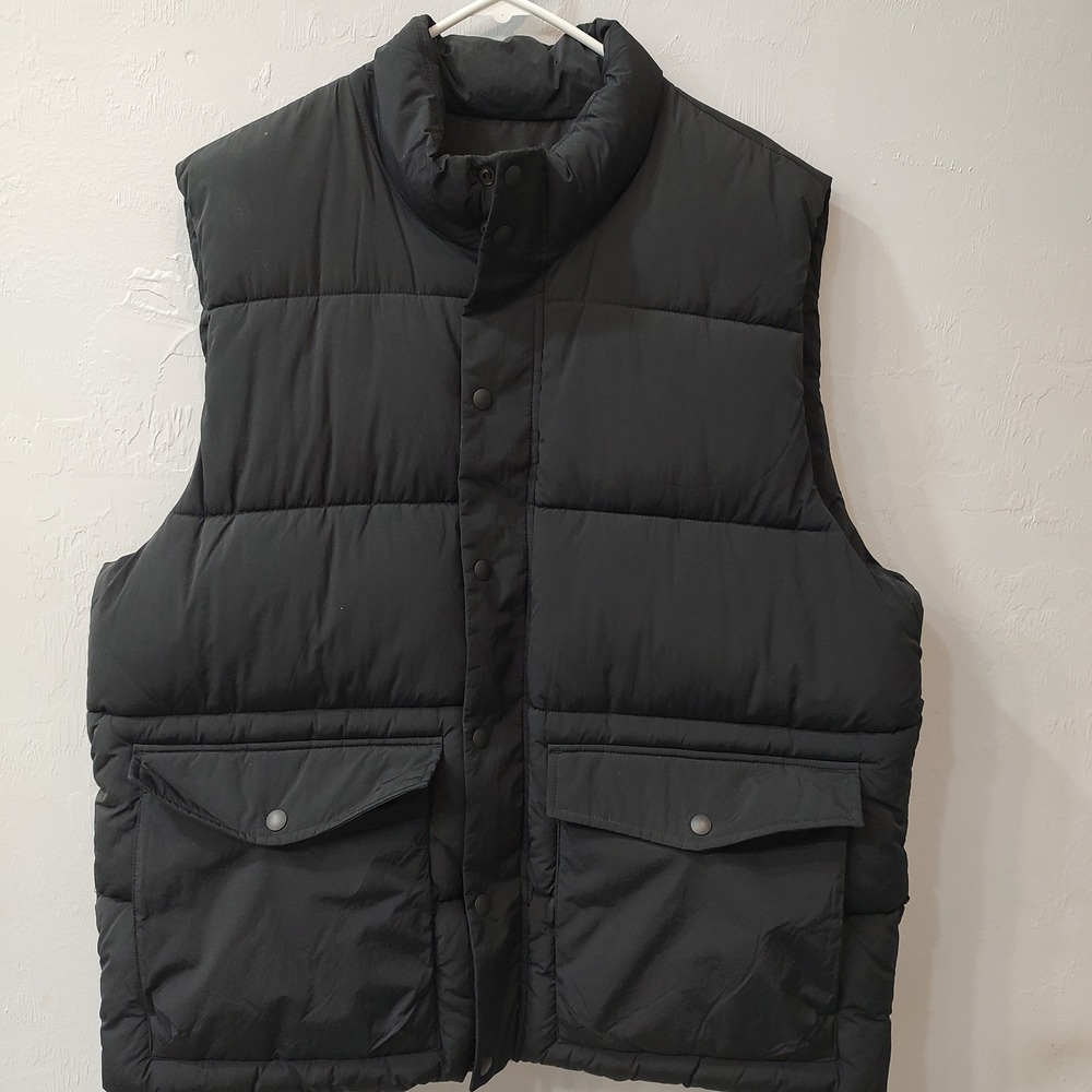 Gap Vest Mens XL True Black Puffer Insulated Full Zip Snap Jacket Gorpcore